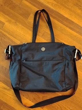 Tory Burch Black Nylon Tote with Logo Medallion